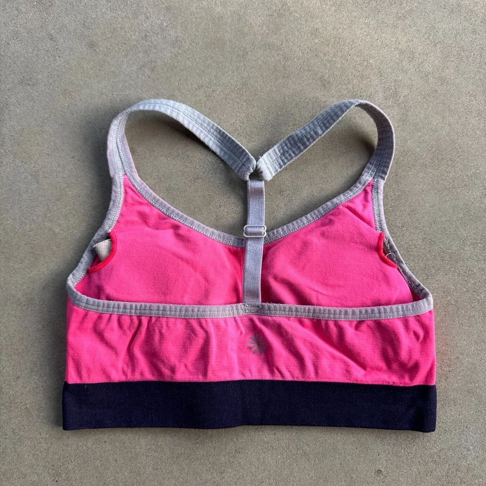 Athleta Sports Bra Womens XS Pink Y‎ Strap Seamless Pullover Athletic Workout